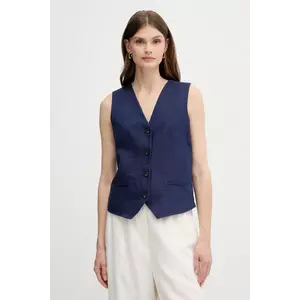 United Colors of Benetton vestă de in culoarea bej, un singur rand de nasturi imagine