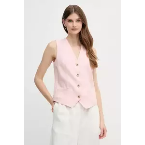 United Colors of Benetton vestă de in culoarea bej, un singur rand de nasturi imagine