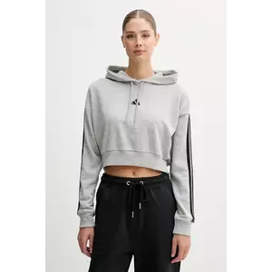 adidas bluză Essentials culoarea gri, cu glugă, melanj, JE0019 imagine