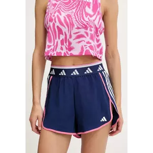 adidas Performance pantaloni scurți de antrenament Hyperglam culoarea bleumarin, cu imprimeu, high waist, JM0608 imagine
