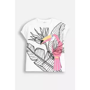 Coccodrillo tricou de bumbac pentru copii culoarea alb, TROPICAL STORY GIRL JUNIOR imagine