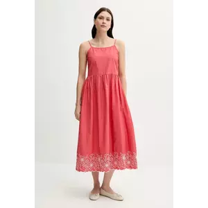 United Colors of Benetton rochie din bumbac culoarea roz, midi, evazati, 4KUSDV0B7 imagine