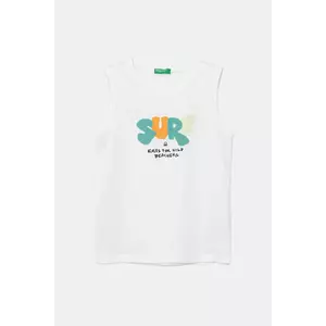 United Colors of Benetton top din bumbac pentru copii culoarea alb, cu imprimeu, 3I1XGH014 imagine