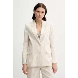 Sisley blazer din amestec de in culoarea bej, un singur rand de nasturi, cu imprimeu, 25ICLW030 imagine