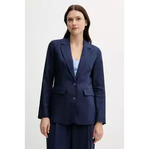 United Colors of Benetton blazer din amestec de in culoarea bleumarin, un singur rand de nasturi, uni, 25BVDW036 imagine