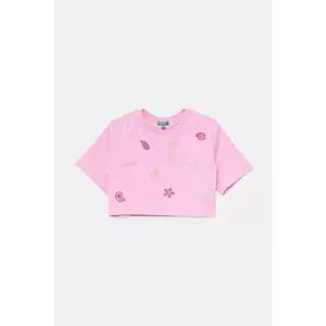 United Colors of Benetton tricou de bumbac pentru copii culoarea roz, 3096C10PC imagine