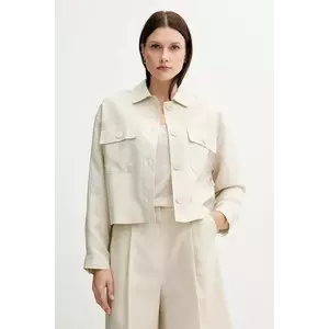 United Colors of Benetton geacă din amestec de in culoarea bej, de tranziție, oversize, 25BVDN08B imagine