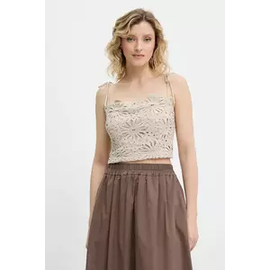 Answear Lab top din bumbac culoarea bej, neted imagine