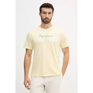 Pepe Jeans tricou din bumbac culoarea galben, cu imprimeu, PM509979 imagine
