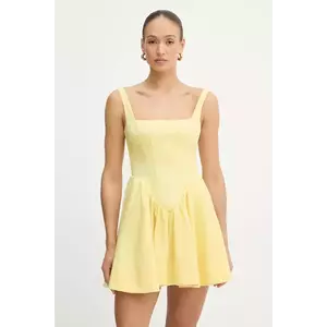 Bardot rochie culoarea galben, mini, evazati, 59902DB imagine