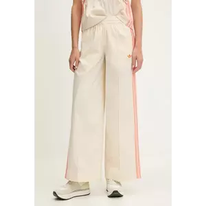 adidas Originals pantaloni Wideleg Pant culoarea bej, drept, high waist, KC0675 imagine