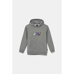 Vans bluză copii Fresh Pullover culoarea gri, cu glugă, cu imprimeu, VN000MHF02F1 imagine