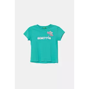 United Colors of Benetton tricou de bumbac pentru copii culoarea turcoaz, 3I1XG10JB imagine