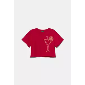 United Colors of Benetton tricou de bumbac pentru copii culoarea roz, 3SDLC10OX imagine