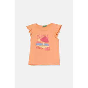 United Colors of Benetton tricou de bumbac pentru copii culoarea portocaliu, 3I1XG10JK imagine