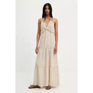 Answear Lab rochie din bumbac culoarea bej, midi, evazată imagine