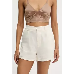 Answear Lab pantaloni scurti culoarea bej, neted, high waist imagine