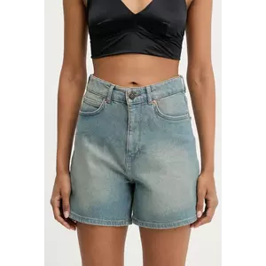 Answear Lab pantaloni scurti jeans neted, high waist imagine