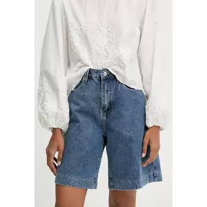 Answear Lab pantaloni scurti jeans neted, high waist imagine