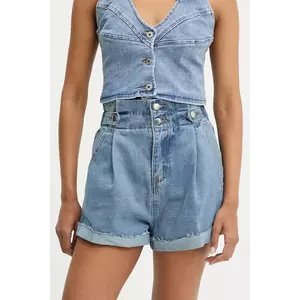 Answear Lab pantaloni scurti jeans neted, high waist imagine