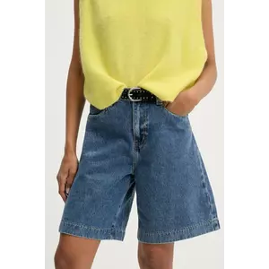 Answear Lab pantaloni scurti jeans neted, high waist imagine