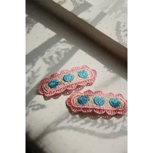 Konges Sløjd agrafe de păr copii 2 PACK HEART EMBROIDERY HAIR CLIP KS103217 imagine
