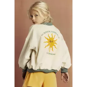 Mini Rodini hanorac de bumbac pentru copii Sun culoarea bej, cu imprimeu, 2562010811 imagine