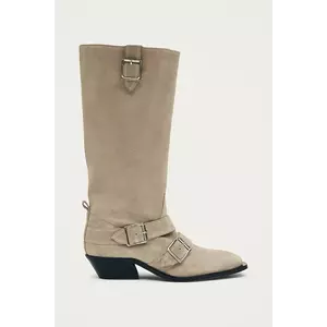 Alohas cizme din piele întoarsă Ryder culoarea bej, cu toc drept, S100851.01 imagine