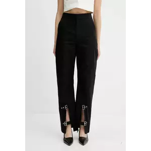 IRO pantaloni de bumbac culoarea negru, drept, high waist, WM23MALLIA imagine