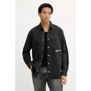 Karl Lagerfeld Jeans cămașă din denim culoarea negru, cu guler clasic, regular, A3M16001 imagine