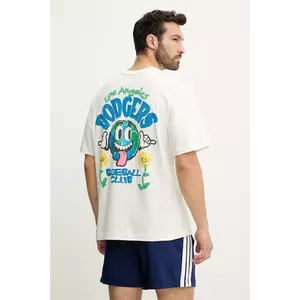 47 brand tricou din bumbac MLB Los Angeles Dodgers culoarea bej, cu imprimeu, BB012TMIIIY657544SS imagine