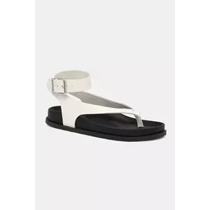 Tommy Jeans sandale de piele TJW ANKLE STRAP SANDAL culoarea bej, EN0EN02873 imagine