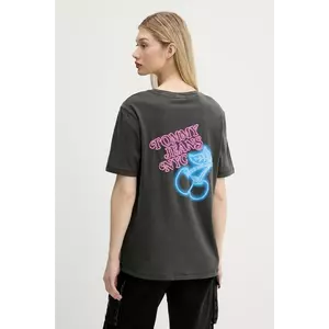 Tommy Jeans tricou din bumbac culoarea gri, DW0DW21358 imagine