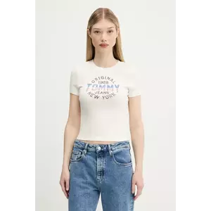 Tommy Jeans tricou culoarea bej, DW0DW21421 imagine
