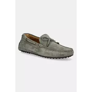 Hackett London mocasini din piele întoarsă DRIVER LACE culoarea verde, HMS21484 imagine