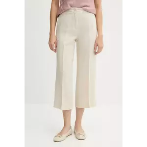 United Colors of Benetton pantaloni din in culoarea bej, drept, high waist, 4AGHDF08M imagine