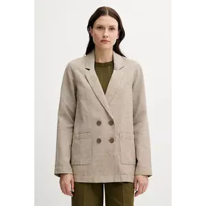 United Colors of Benetton sacou de in culoarea bej, cu doua randuri de nasturi, cu imprimeu, 265XDW035 imagine