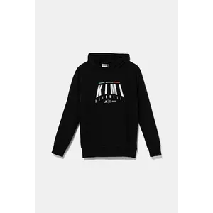 adidas Performance bluză copii MERCEDES culoarea negru, cu glugă, cu imprimeu, JZ8914 imagine