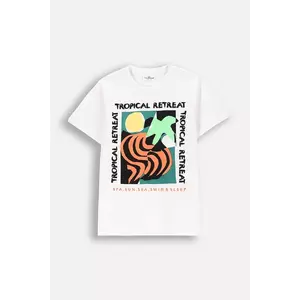 Coccodrillo tricou de bumbac pentru copii culoarea alb, cu imprimeu, TROPICAL STORY BOY JUNIOR imagine