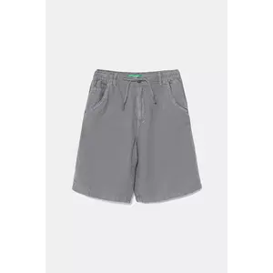 United Colors of Benetton pantaloni scurți din amestec de in pentru copii culoarea gri, talie reglabilă, 41DAC9043 imagine