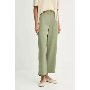 United Colors of Benetton pantaloni culoarea verde, drept, high waist, 4NPHDF09D imagine