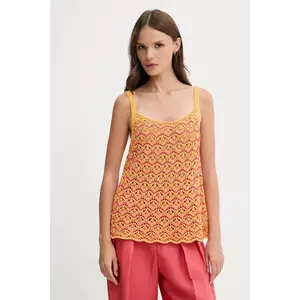 United Colors of Benetton top din bumbac culoarea portocaliu, 1498EH01D imagine