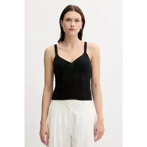 United Colors of Benetton top din bumbac culoarea negru, 101TDH01B imagine