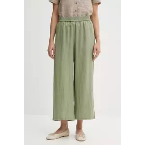 United Colors of Benetton pantaloni din in culoarea verde, drept, high waist, 4AGHDF09G imagine