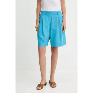 United Colors of Benetton pantaloni scurți din in uni, high waist, 4AGHD901V imagine