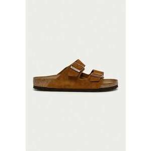 Birkenstock papuci din piele Arizona barbati, culoarea maro, 1009526 imagine