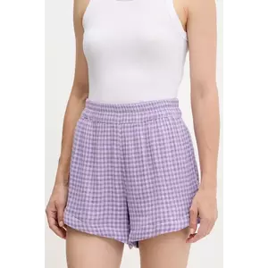 Rip Curl pantaloni scurți din bumbac PREMIUM SURF culoarea violet, cu imprimeu, high waist, 00BWWS imagine