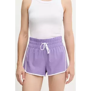 Rip Curl pantaloni scurți culoarea violet, cu imprimeu, high waist, 01QWBO imagine