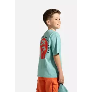 Coccodrillo tricou din bumbac culoarea turcoaz, cu imprimeu, HOLIDAY SPLASH BOY JUNIOR imagine