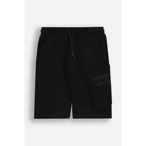 Coccodrillo pantaloni scurți din bumbac pentru copii culoarea negru, talie reglabilă, EVERYDAY BOY imagine